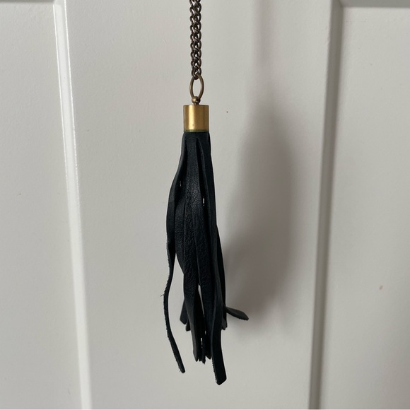 Black Leather Tassel Necklace - Picture 4 of 5